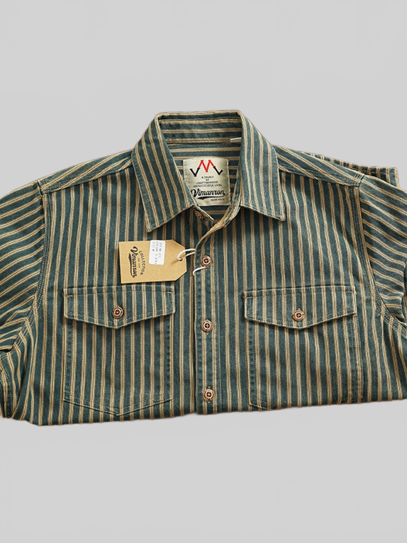 Men's Plus Size Striped Button Up Long Sleeve Shirt nicholesgifts