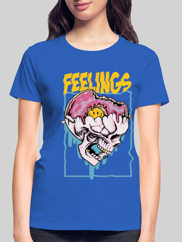 Women Feelings Skeleton Black Short Sleeve T-Shirt nicholesgifts