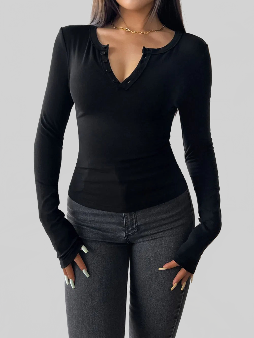 Devine Quarter Button Long Sleeve T-Shirt NicholesGifts