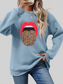 Women Leopard Lip Graphic Round Neck Sweatshirt NicholesGifts