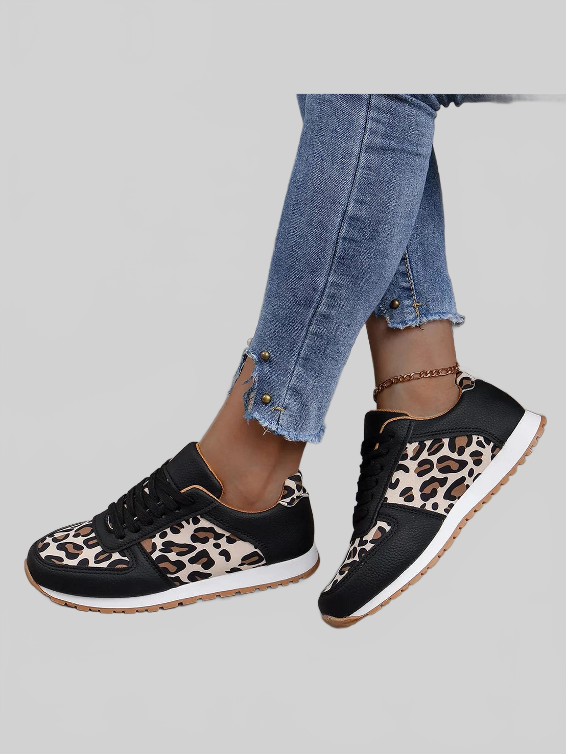 Leopard Print Casual Sneakers Trendsi