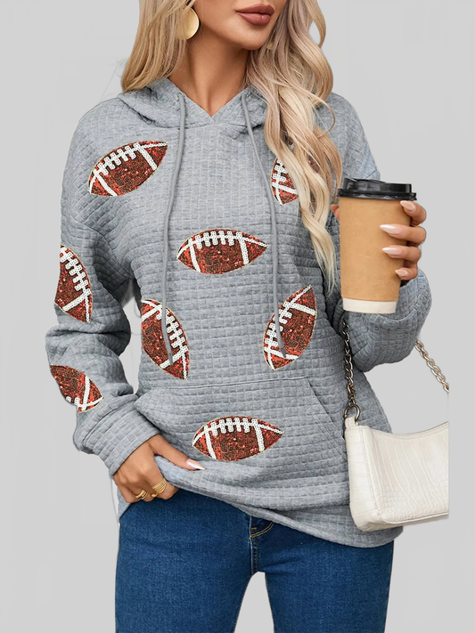 Drawstring Football Long Sleeve Hoodie NicholesGifts