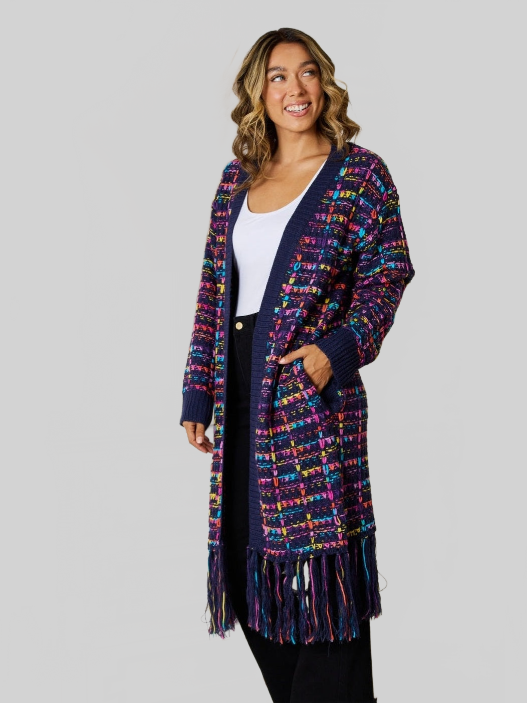 Women Fringe Hem Open Front Cardigan Sweater NicholesGifts