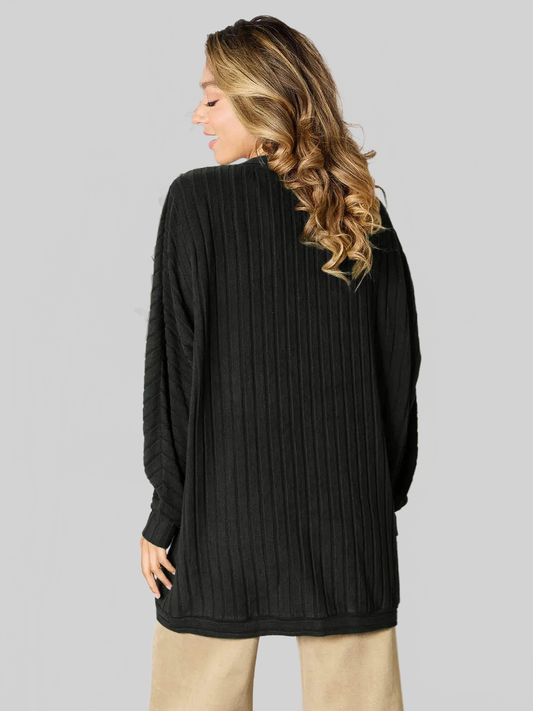 Women Basic Bae Full Size Ribbed Cocoon Cardigan nicholesgifts