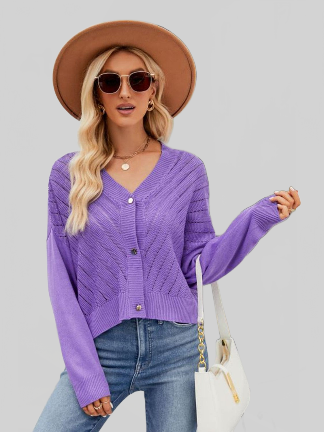 Women V-Neck Button Down Cardigan NicholesGifts