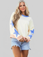 Women Star Contrast Round Neck Long Sleeve Sweatshirt nicholesgifts