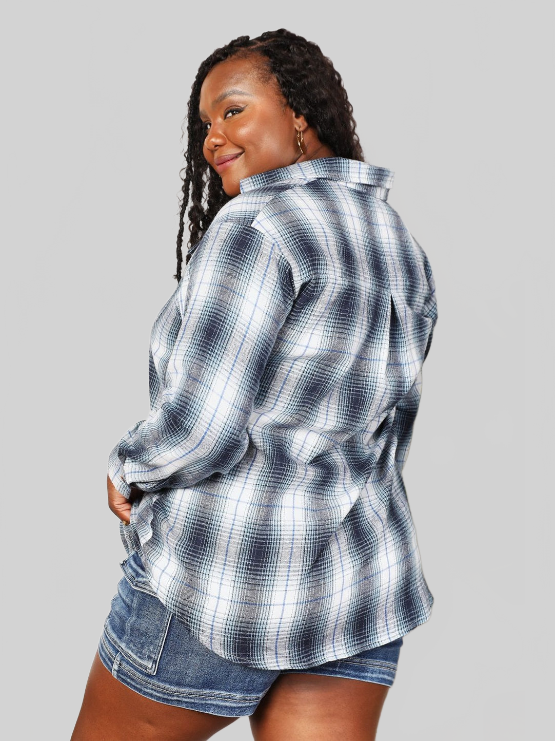 Mandy Plaid Dropped Shoulder Shirt NicholesGifts