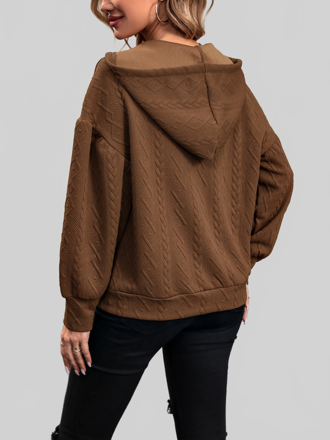 Perfee Drawstring Dropped Shoulder Long Sleeve Hoodie nicholesgifts