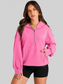 Pocketed Half Zip Long Sleeve Hoodie NicholesGifts
