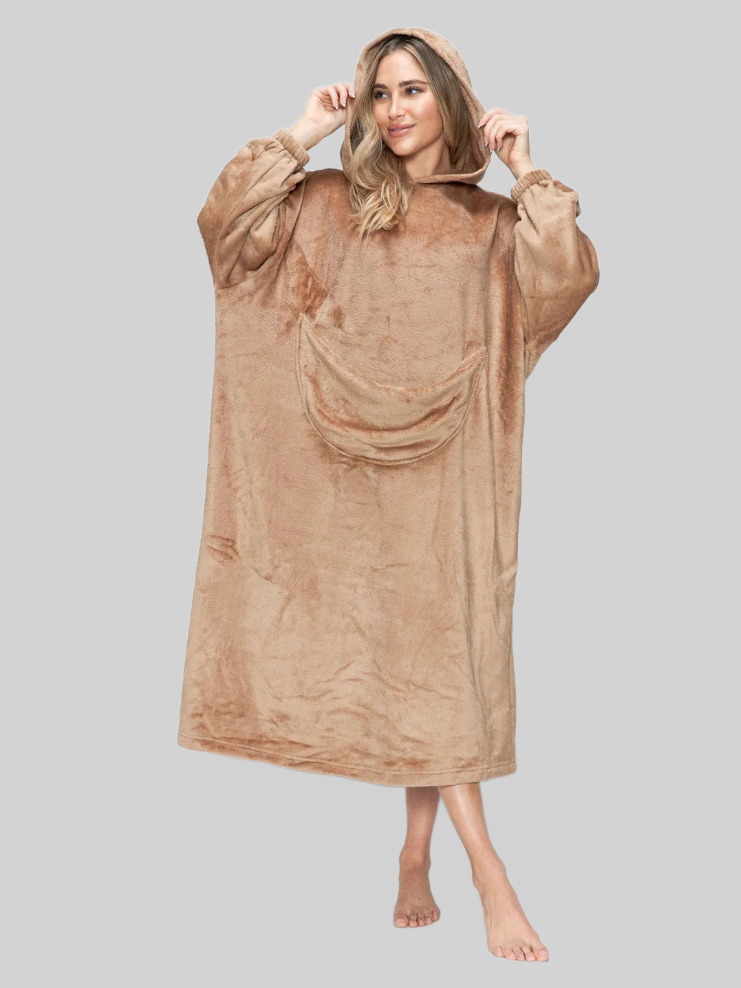 Double Take Full Size Pocketed Hooded Midi Lounge Dress nicholesgifts