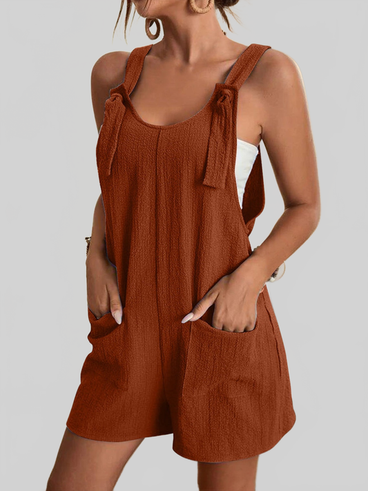 Full Size Scoop Neck Romper with Pockets NicholesGifts