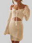Women Cutout Lace-Up Long Sleeve Cover Up nicholesgifts