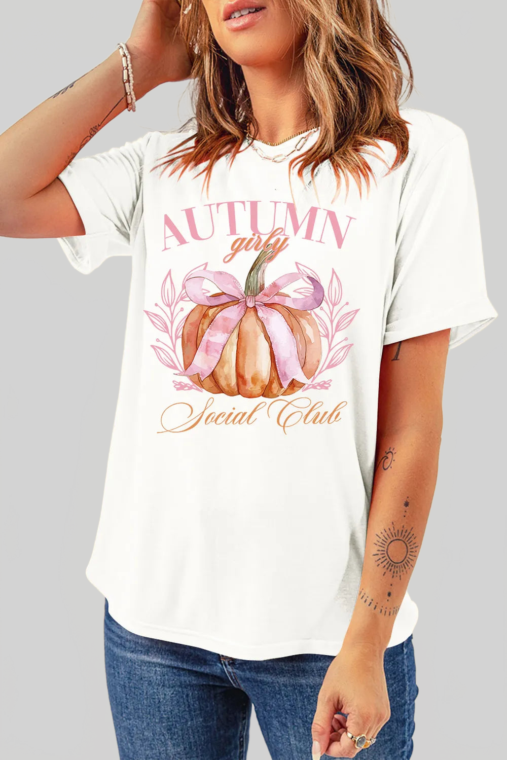 Pumpkin Graphic Round Neck Short Sleeve T-Shirt nicholesgifts