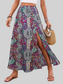 Slit Printed Elastic Waist Skirt nicholesgifts