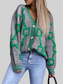 Women Geometric Dropped Shoulder Button Down Cardigan nicholesgifts