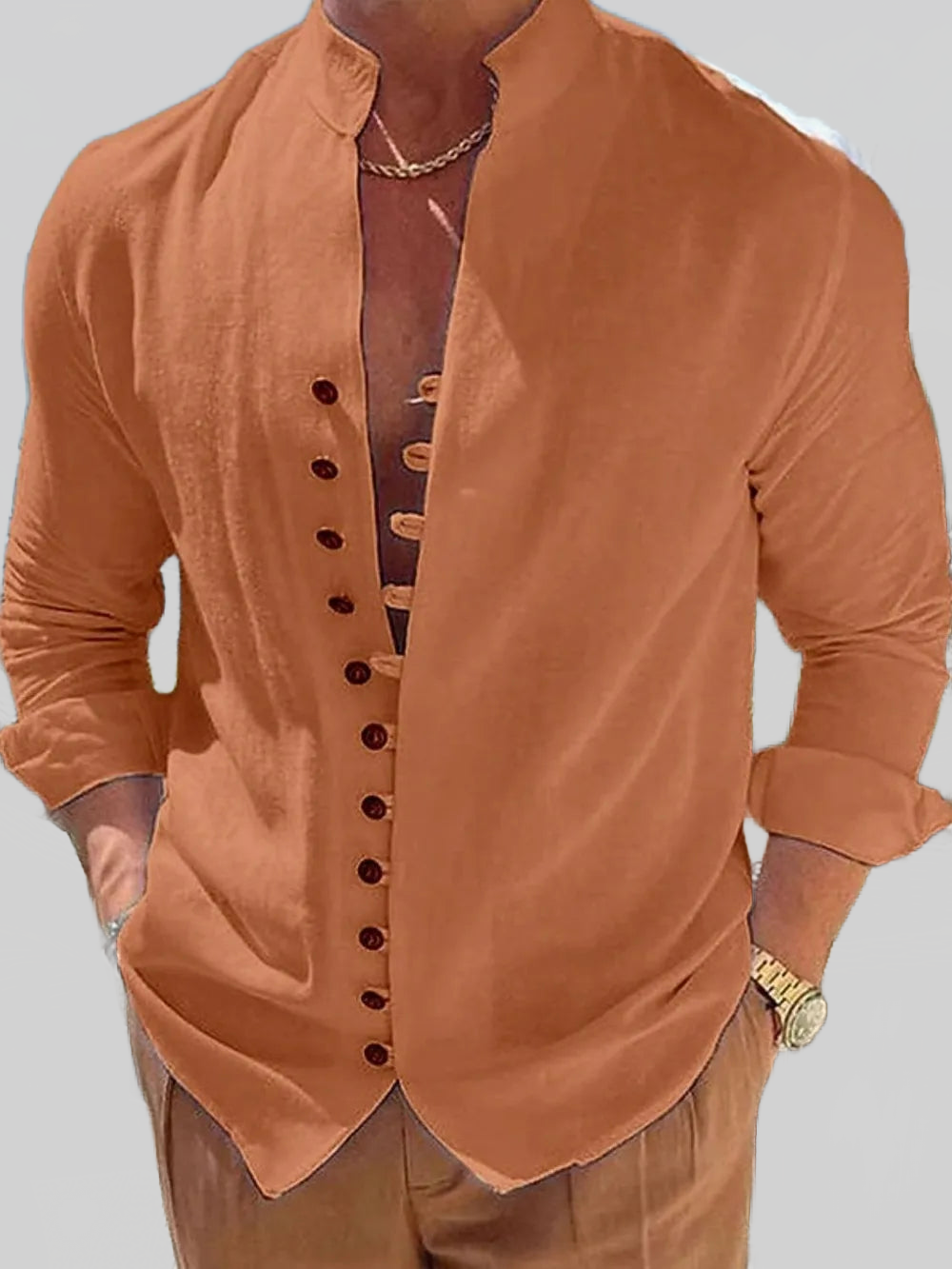 Men's Full Size Button Front Long Sleeve Shirt Plus Size nicholesgifts