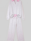 Contrasted Trim Frilled Collar Drop Shoulder Top and Drawstring Pant Set nicholesgifts
