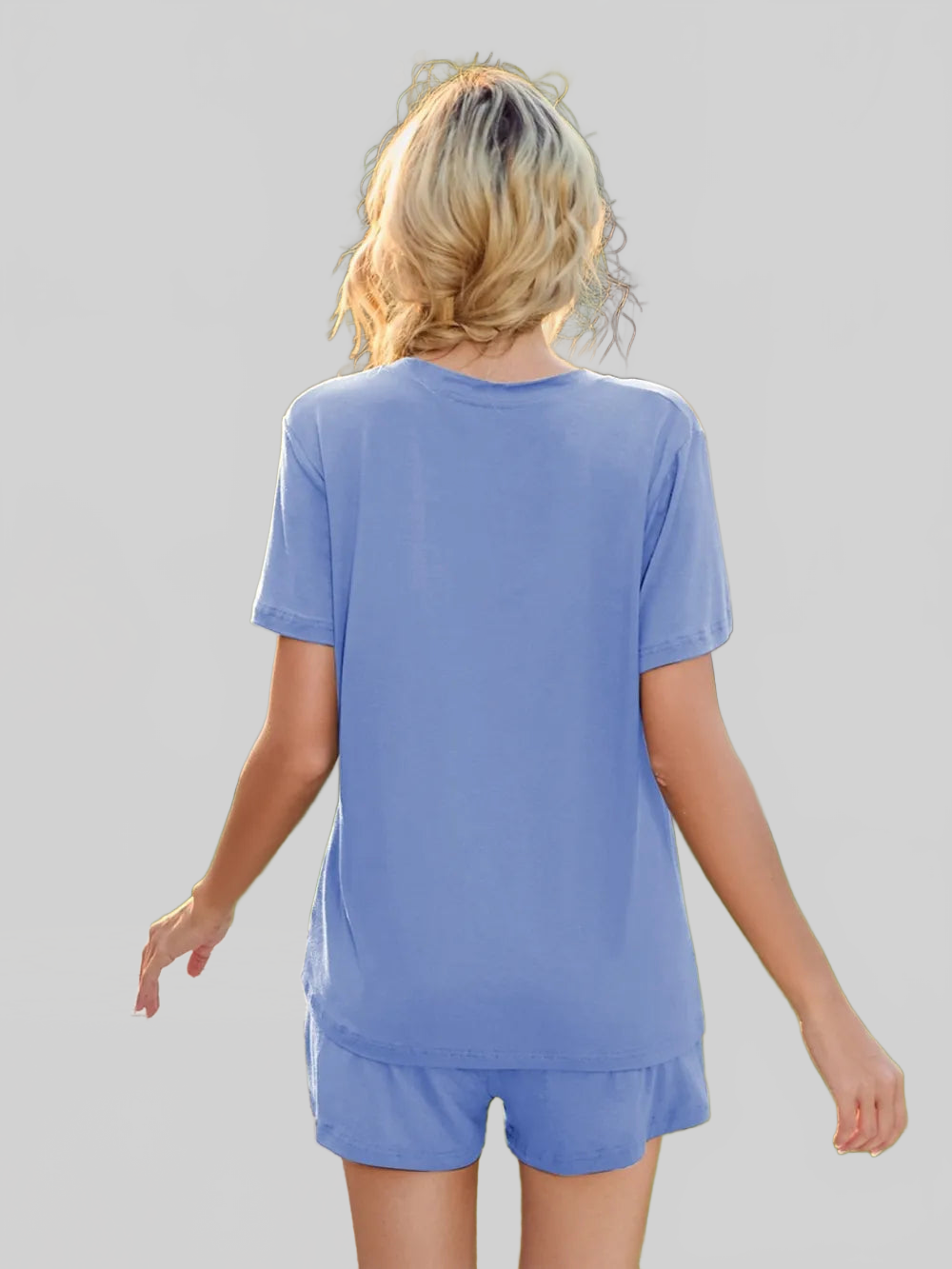 V-Neck Short Sleeve Top and Pocketed Shorts Lounge Set nicholesgifts