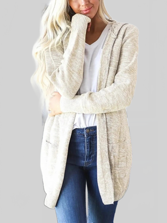 Women Heathered Open Front Cardigan with Pockets nicholesgifts