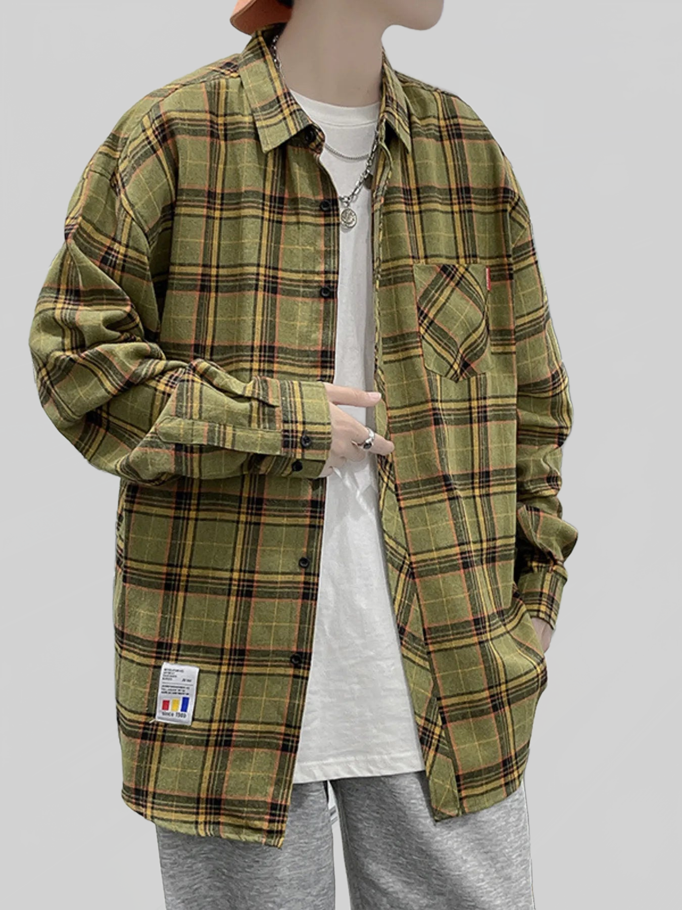 Men's Plus Size Plaid Long Sleeve Shirt nicholesgifts