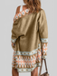 Women Geometric Open Front Long Sleeve Cardigan Sweater nicholesgifts