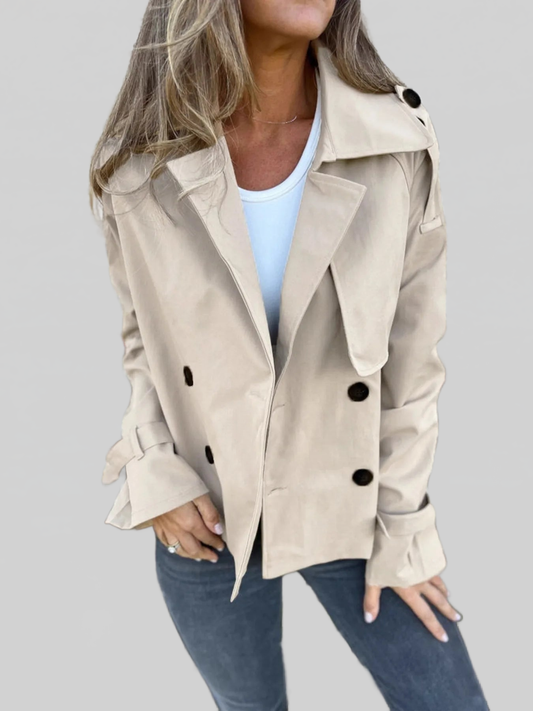 Full Size Long Sleeve Button Up Trench Coat Plus Size NicholesGifts