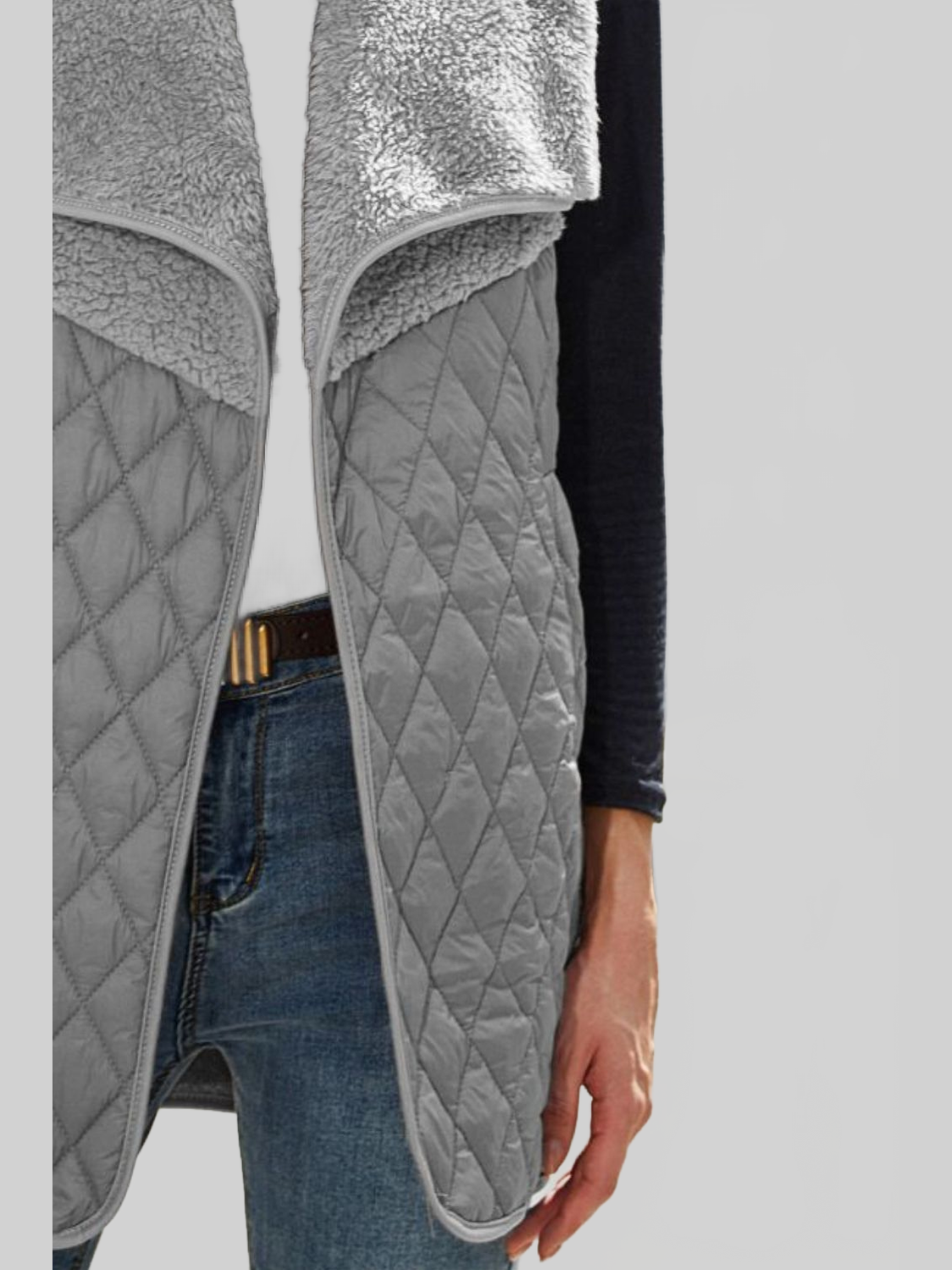 Women Open Front Collared Vest nicholesgifts