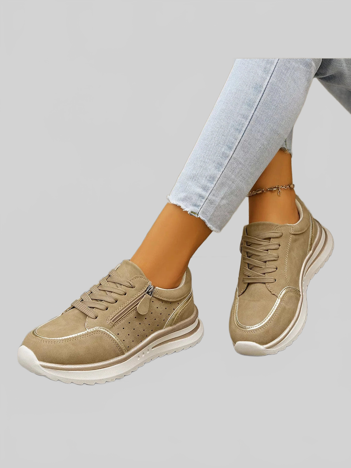 Round Toe Lace Up Sneakers nicholesgifts