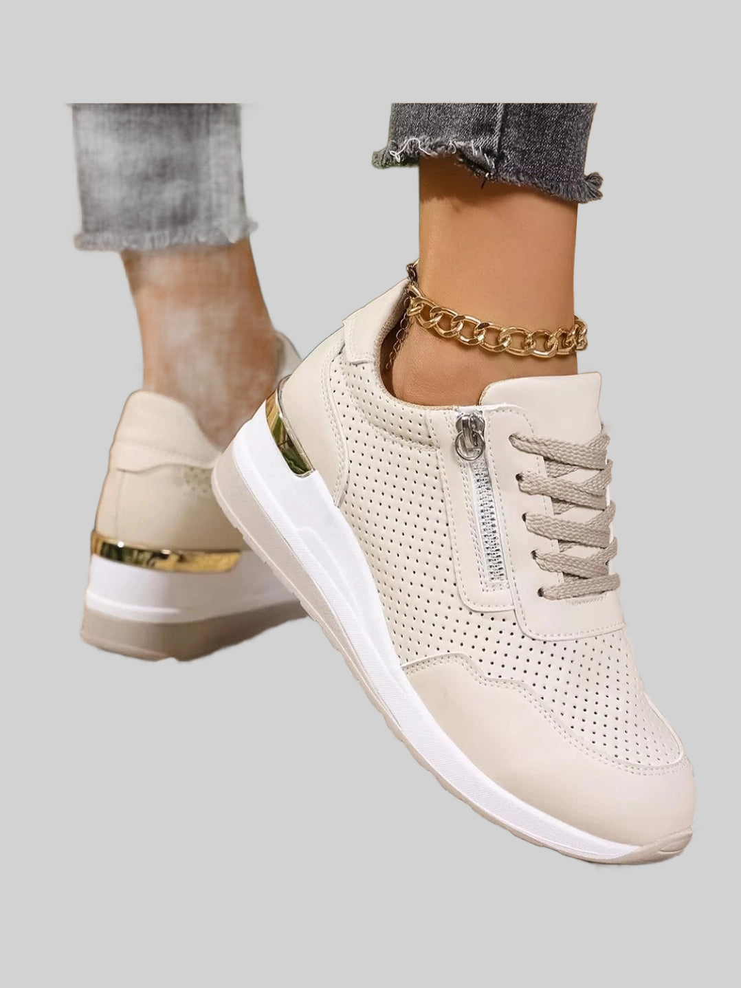 Lace Up Wedge Sneakers nicholesgifts