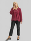 Women Umgee Full Size Linen Scallop Hem Long Sleeve Blouse with Contrast Trim Plus Size NicholesGifts