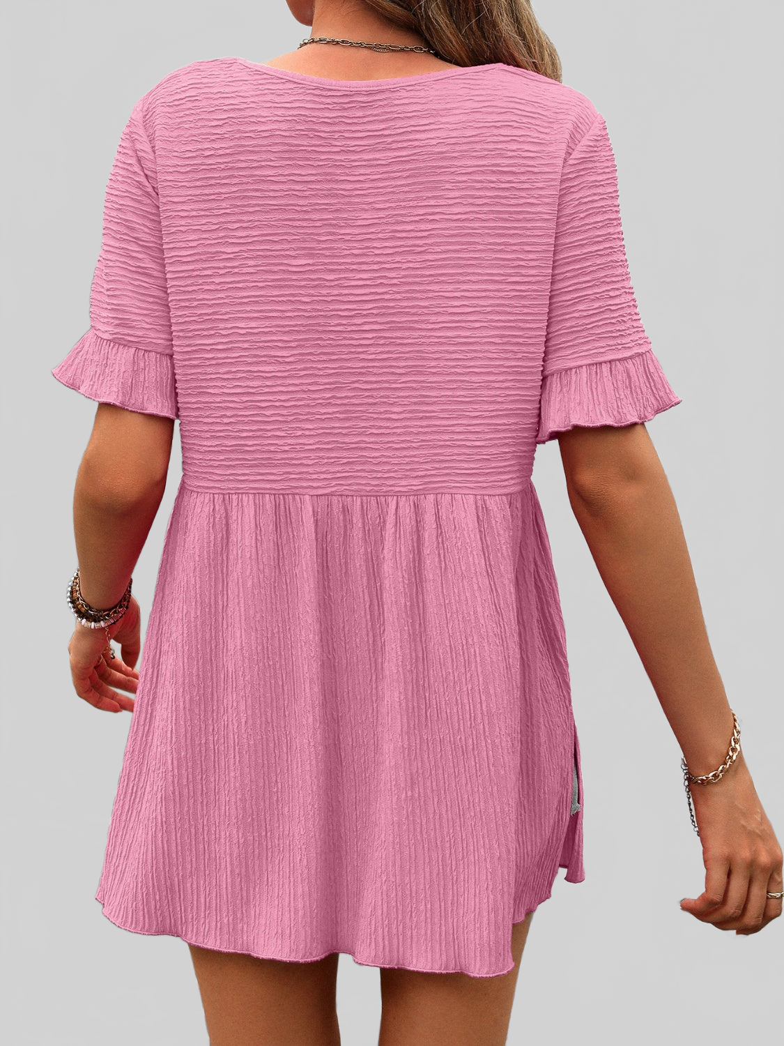 Women Round Neck Short Sleeve Blouse nicholesgifts