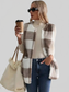 Women Cozy Plaid Sherpa Vest Coat nicholesgifts