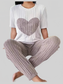 Heart Ribbed Knit Top and Pants Lounge Set nicholesgifts