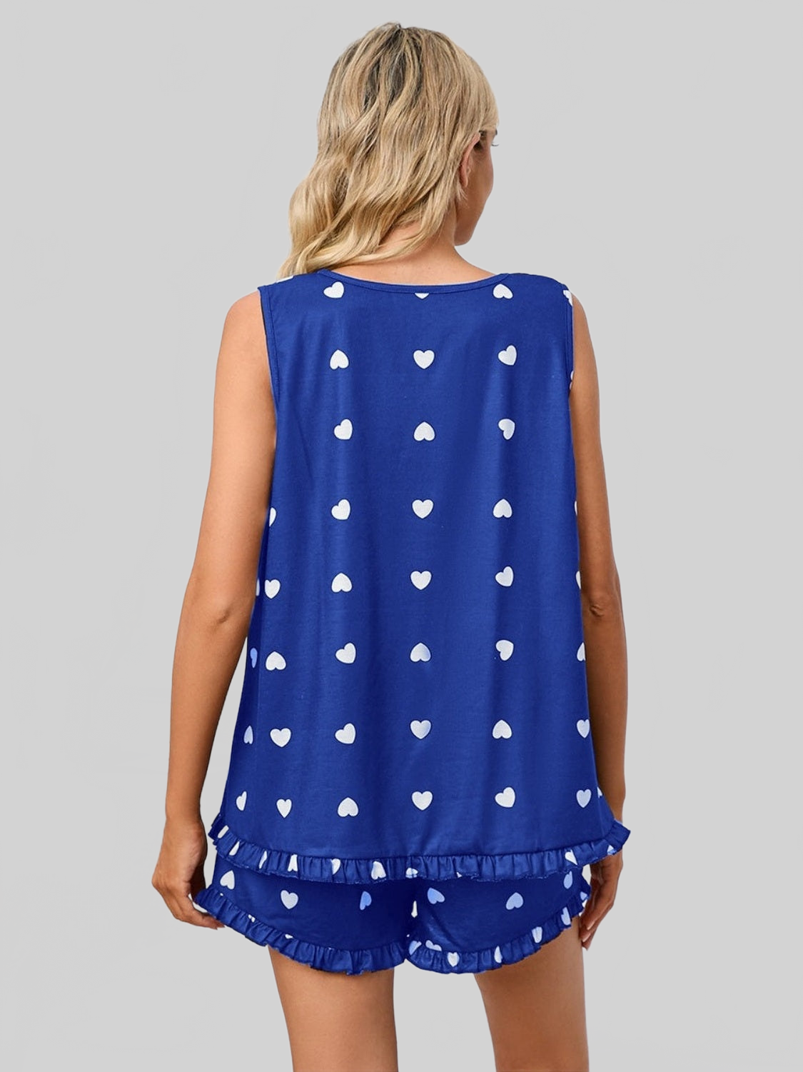 Heart Scoop Neck Tank and Shorts Lounge Set nicholesgifts