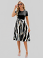 Printed Tie Waist Short Sleeve Dress nicholesgifts