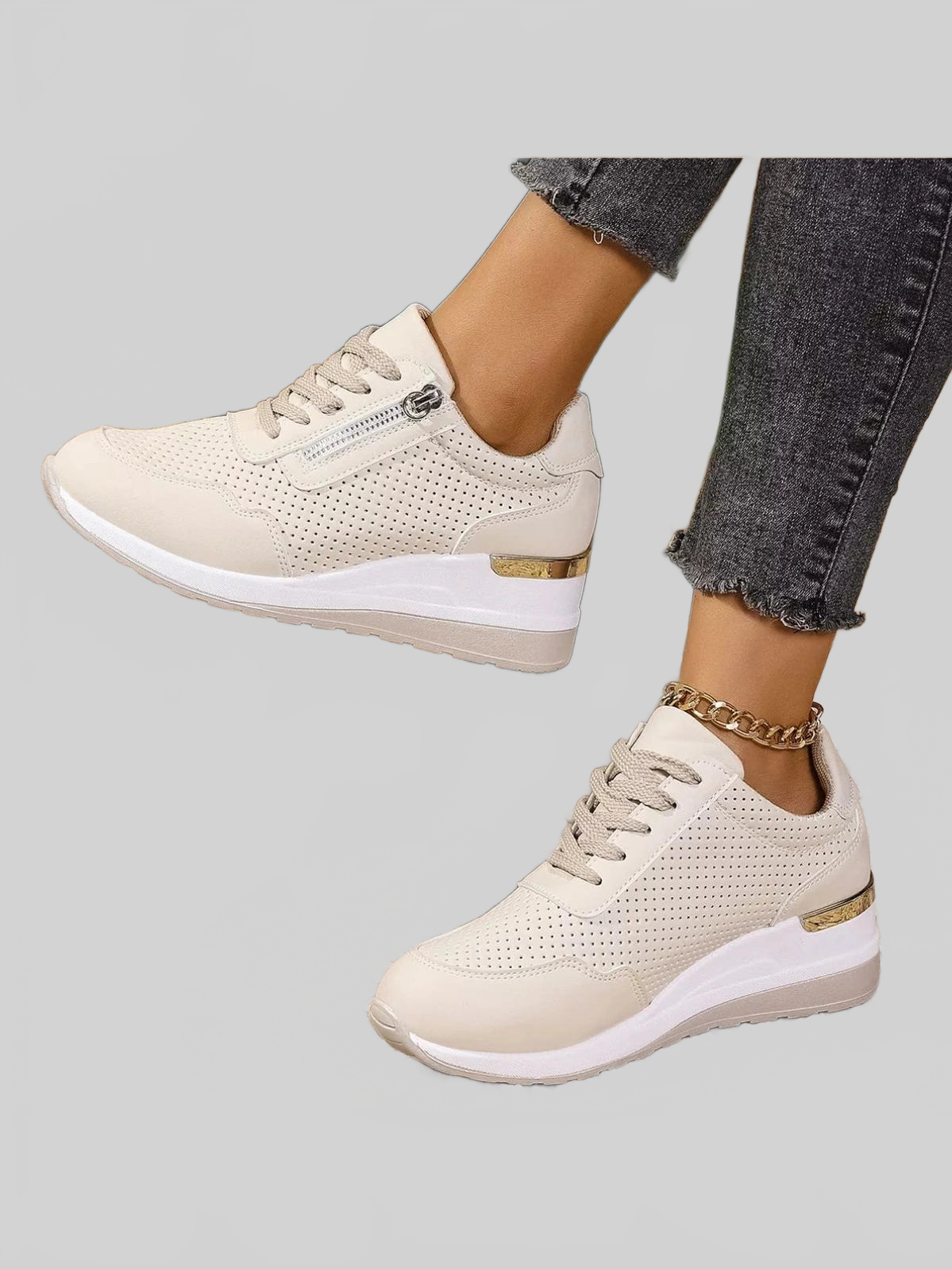 Lace Up Wedge Sneakers nicholesgifts