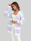 Angel Wings Color Block Ribbed Dropped Shoulder Open Front Cardigan nicholesgifts
