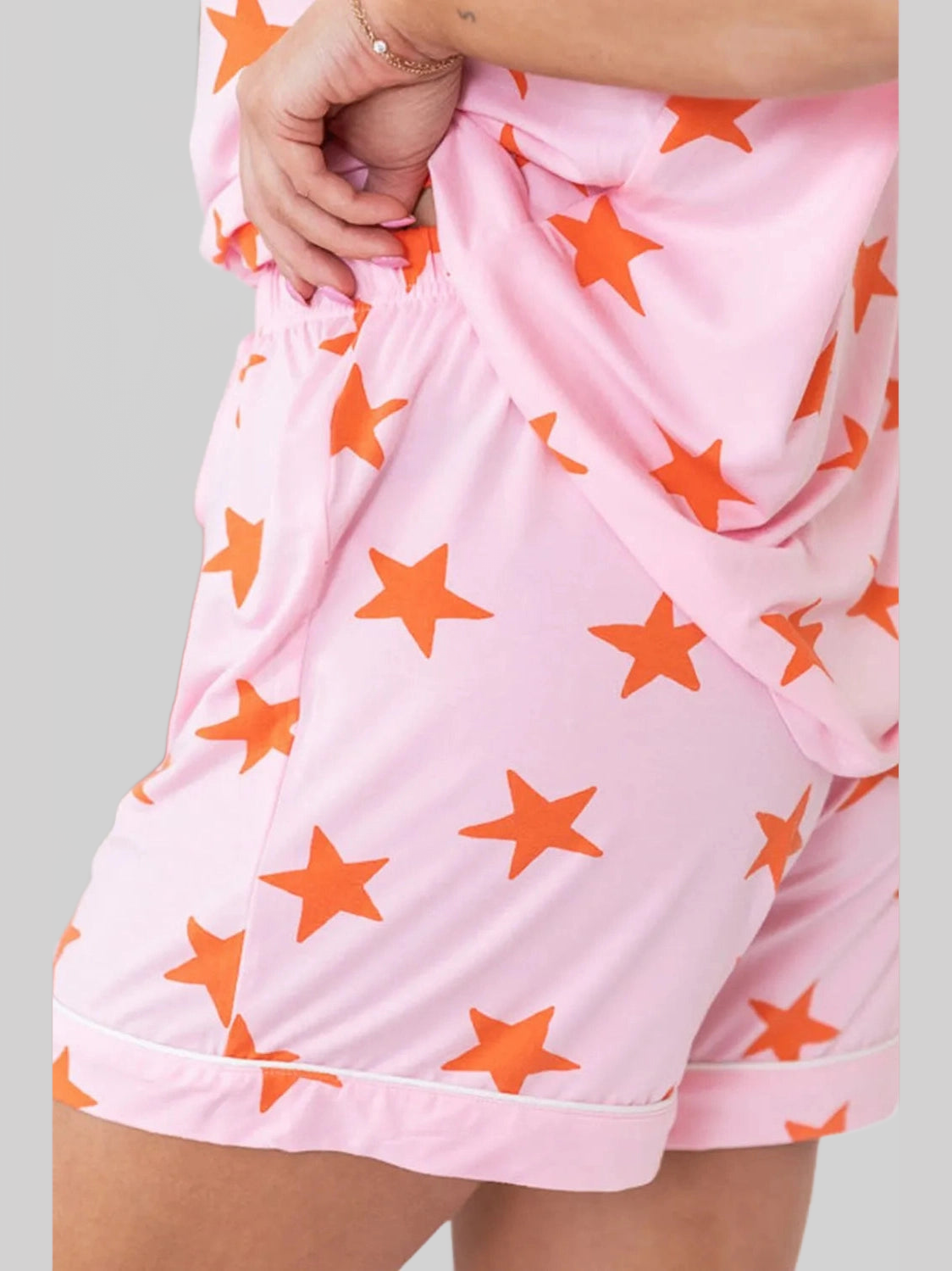 Star Print Short Sleeve Shirt and Shorts Set nicholesgifts