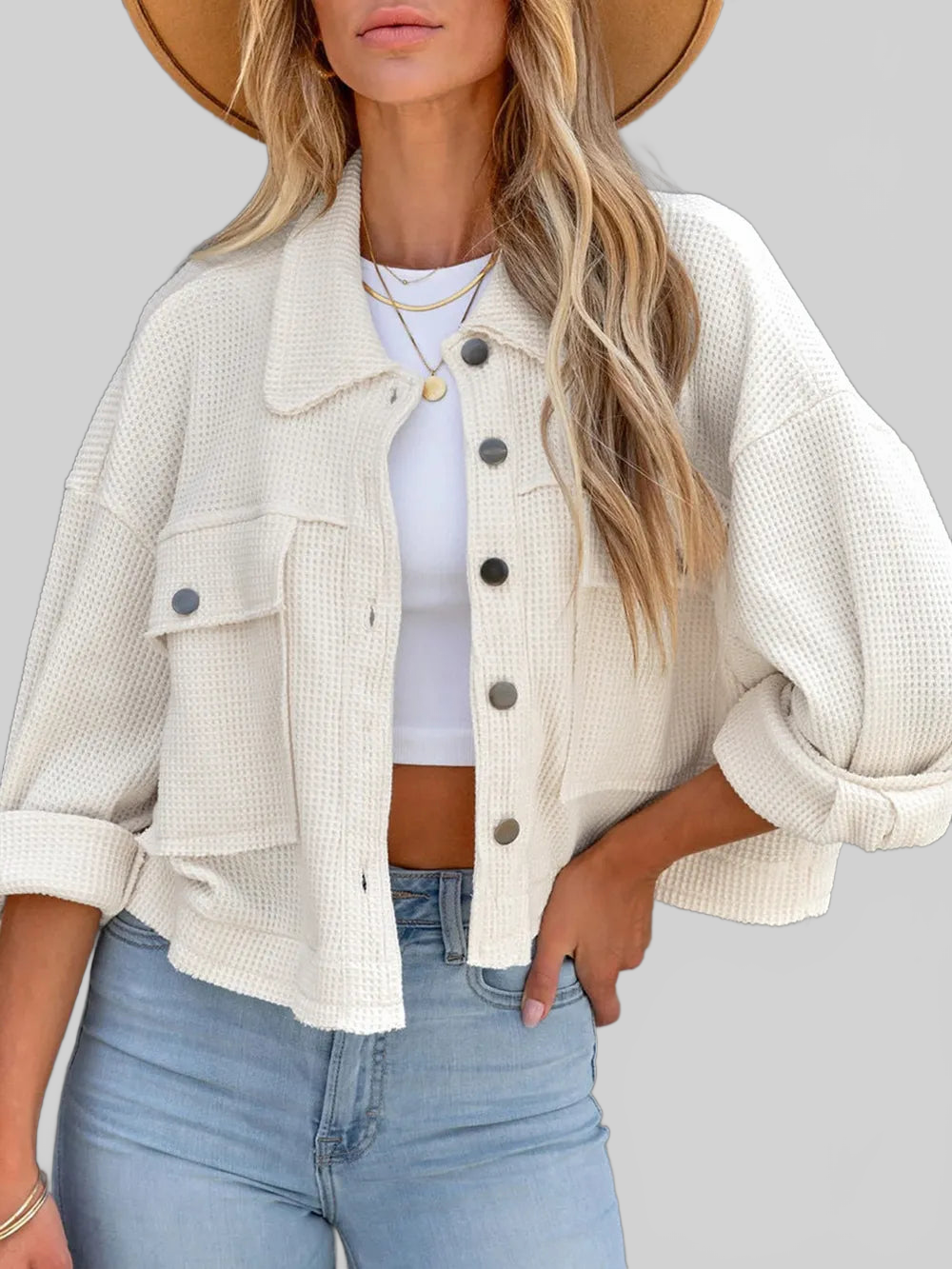 Button Up Long Sleeve Jacket nicholesgifts