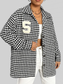 Houndstooth Button Down Long Sleeve Shacket nicholesgifts
