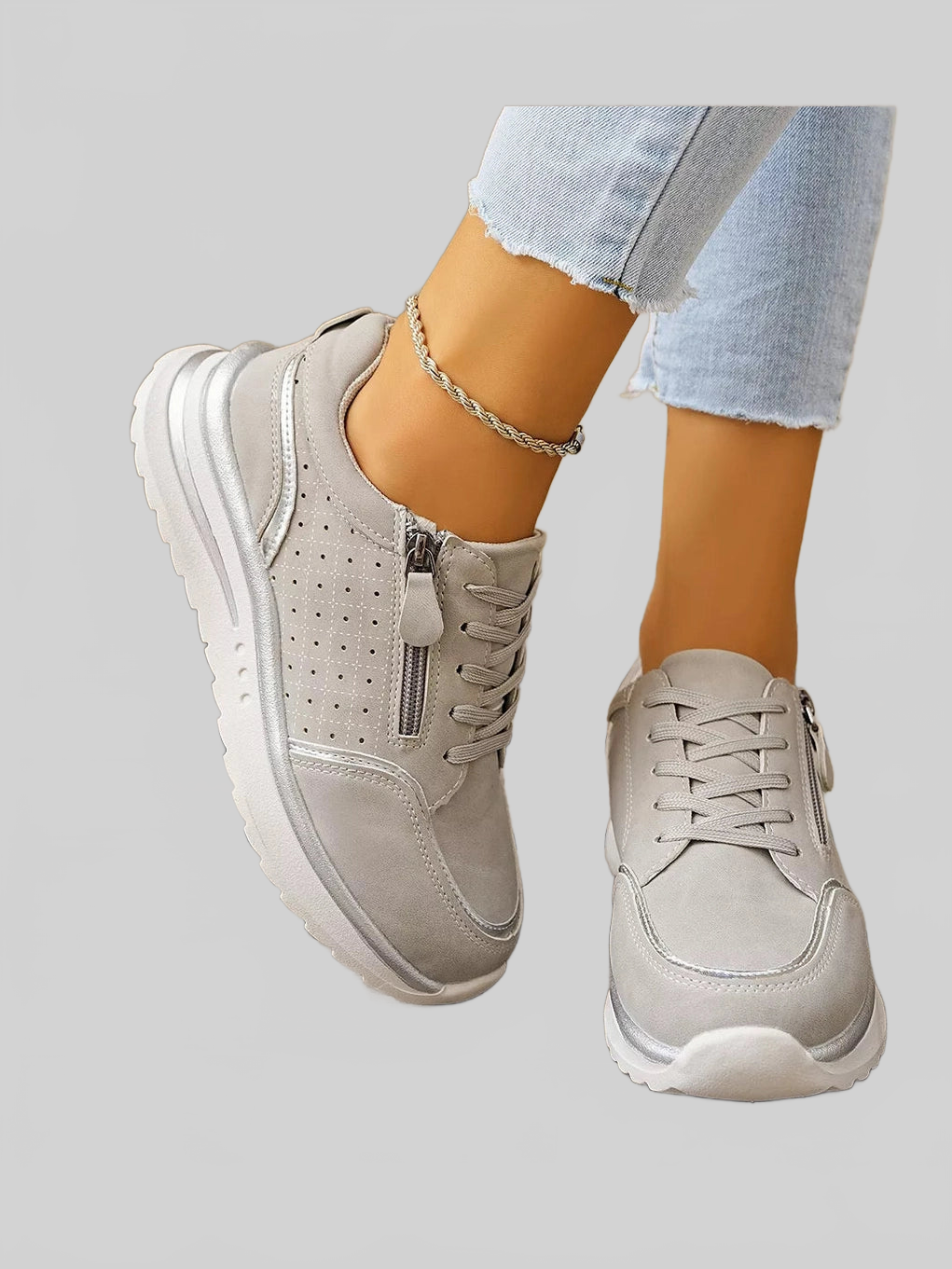 Round Toe Lace Up Sneakers nicholesgifts