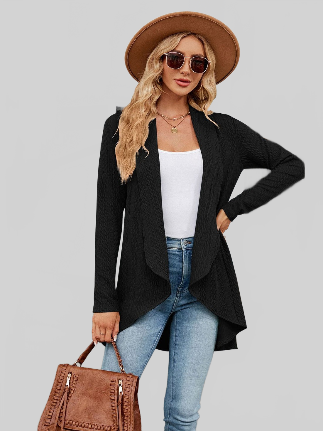 Open Front Long Sleeve Cardigan nicholesgifts