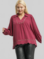 Women Umgee Full Size Linen Scallop Hem Long Sleeve Blouse with Contrast Trim Plus Size NicholesGifts