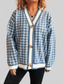 Women Houndstooth Pattern V-Neck Button-Up Cardigan Sweater NicholesGifts