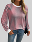 Women Ivy Lane Striped Round Neck Long Sleeve Sweatshirt nicholesgifts
