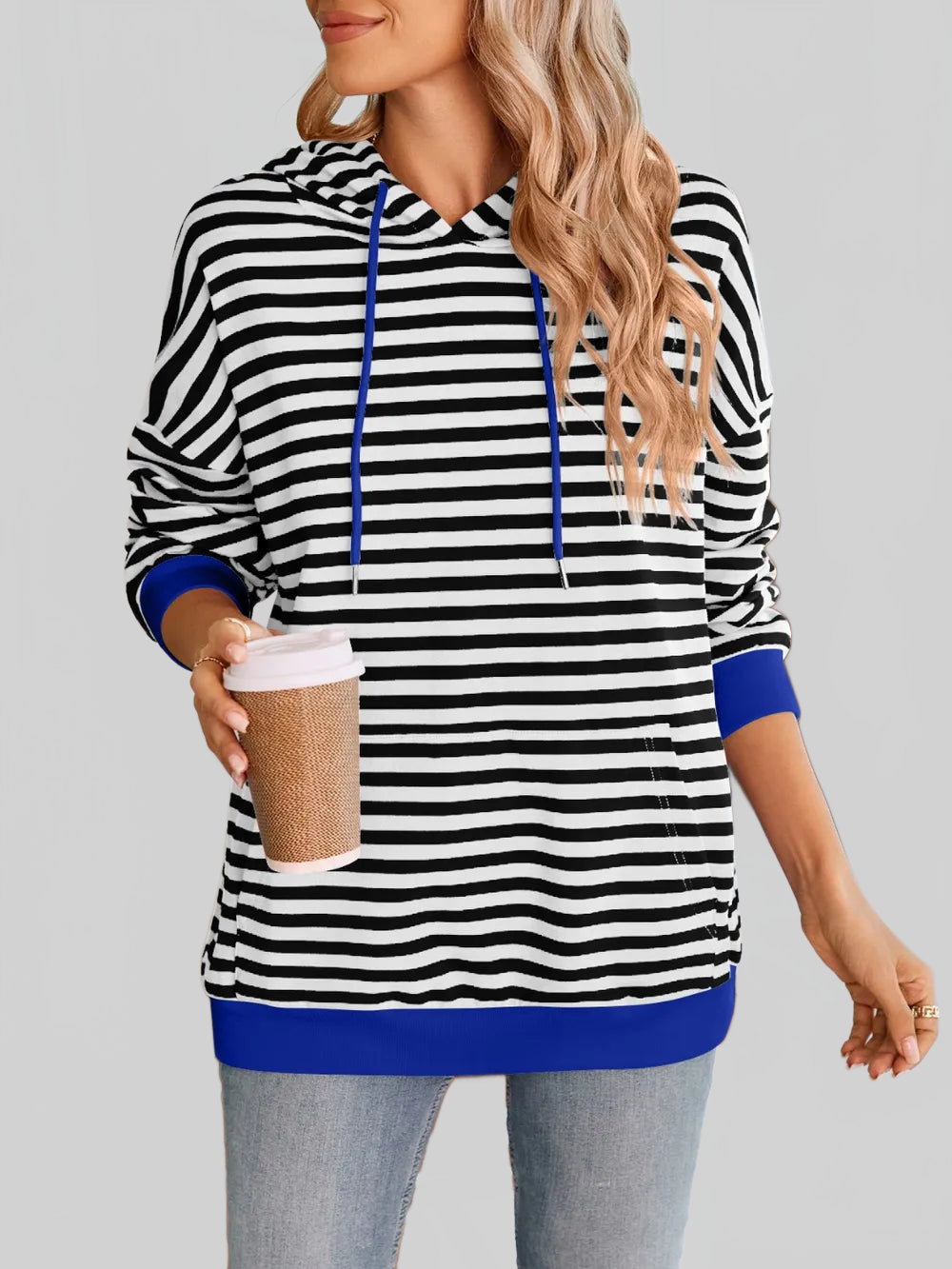 Lovelet Drawstring Striped Long Sleeve Hoodie NicholesGifts
