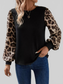 Leopard Long Sleeve Round Neck T-Shirt nicholesgifts