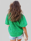 Women Eyelet Button Up Half Sleeve Blouse nicholesgifts
