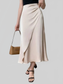 Asymmetric Wrap Midi Skirt with Fluted Hem nicholesgifts