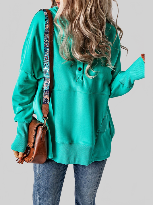 NicholesGifts Women Quarter-Snap Dropped Shoulder Hoodie nicholesgifts